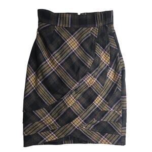 Plenty By Tracy Reese sz4 Unique Plaid layers wool skirts Fall Old money British